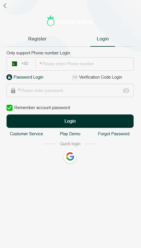 7 Seven Game Login